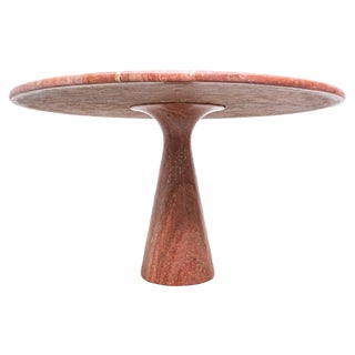 Mid-Century Red Travertine Dining Table by Angelo Mangiarotti, Italy, 1970s For Sale