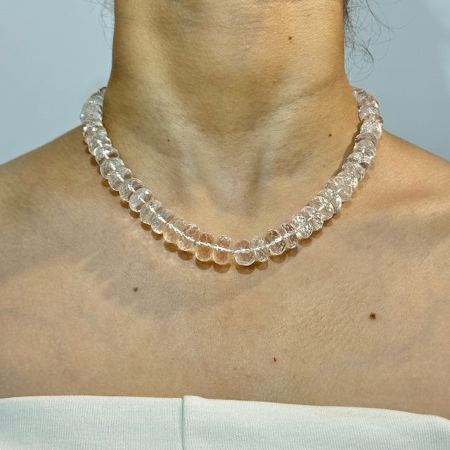 Early 21st Century Art Deco Natural Clear Quartz Beaded Strand Necklace, 16.5 Inches For Sale - Image 9 of 15