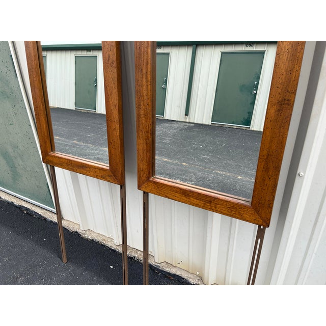 Dixie Brutalist Walnut Dressing Mirrors- A Pair For Sale - Image 10 of 12