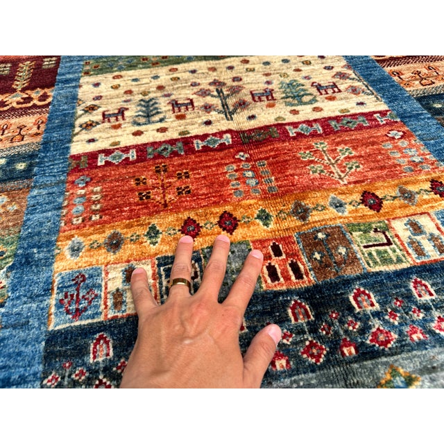 Multicolor Chobi Gabbeh Hand-Knotted Wool Runner - 8'3" X 2'10" For Sale - Image 6 of 11