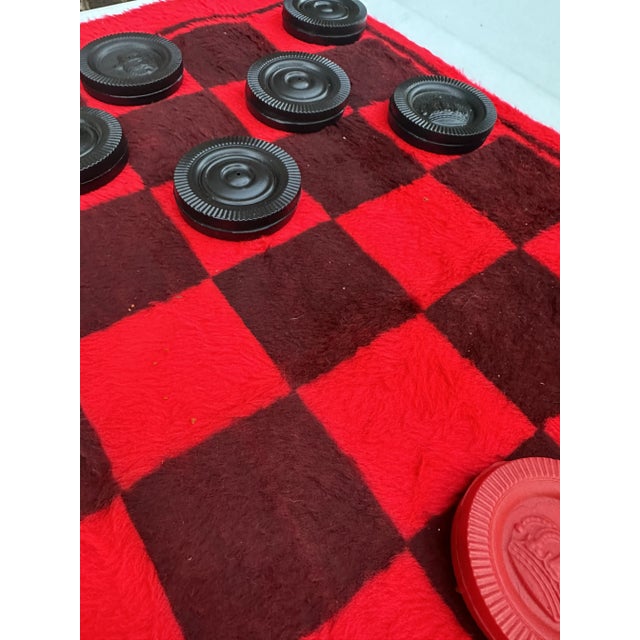 1970s Felt Red and Black Checkers Set- 25 Pieces Total For Sale - Image 10 of 10