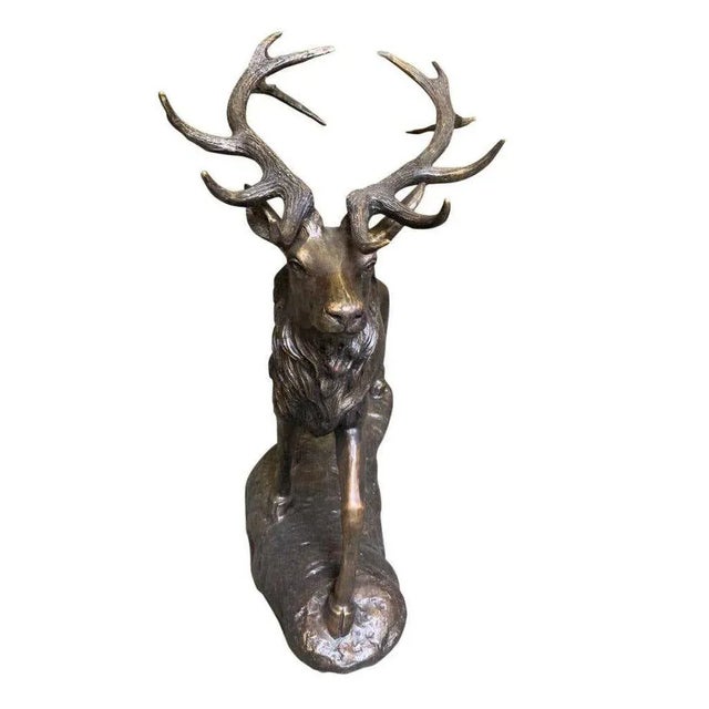 Gray Large Bronze Stag, 20th-Century For Sale - Image 8 of 9