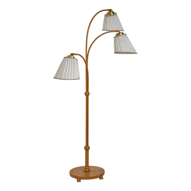 Vintage Modern Scandinavian Swedish Floor Lamp with Three Light Sources, 1940s For Sale
