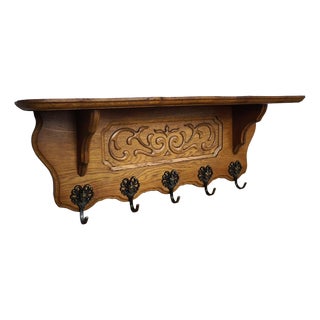 Vintage French Coat Rack in Oak For Sale