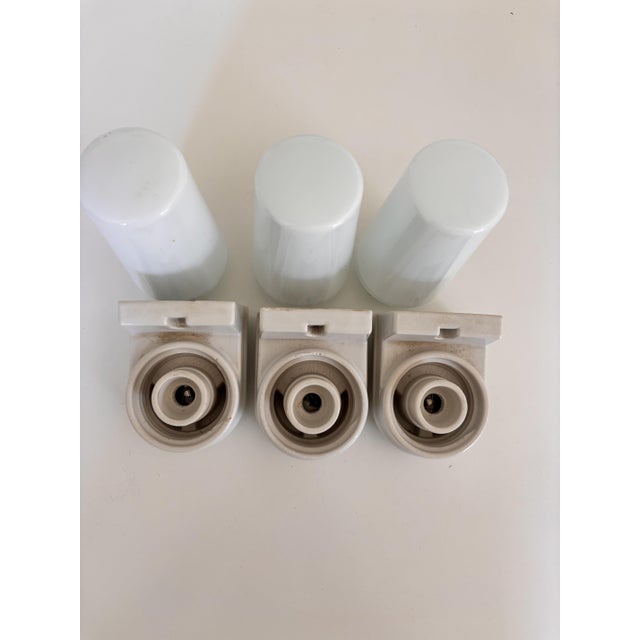 White Porcelain & Opaline Glass Model 6080 Wall Lights by Sigvard Bernadotte for Ifö, 1960s, Set of 3 For Sale - Image 10 of 11