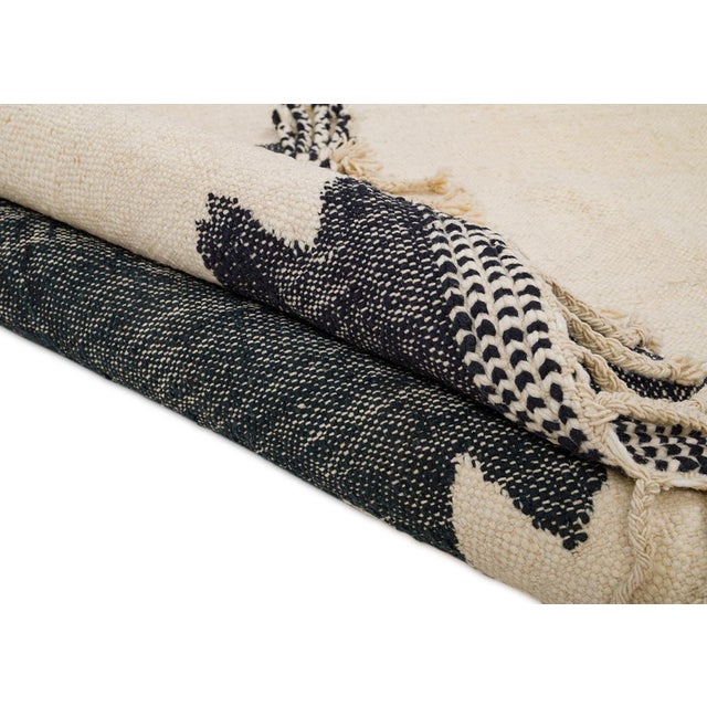 Contemporary Premium Flat-Weave Moroccan Wool Rug | 10'5" X 6'8" | One of a Kind For Sale - Image 3 of 7