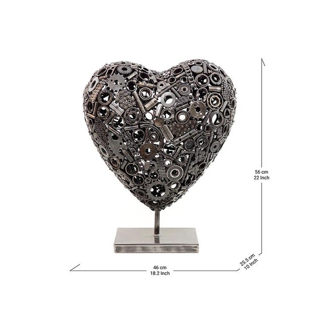 Contemporary Industrial Recycled Metal Heart Sculpture by Azele Studio For Sale - Image 3 of 9