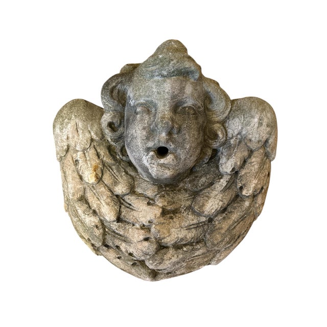 Rustic European Early 20th Century Angel Head Garden Statue For Sale - Image 3 of 4