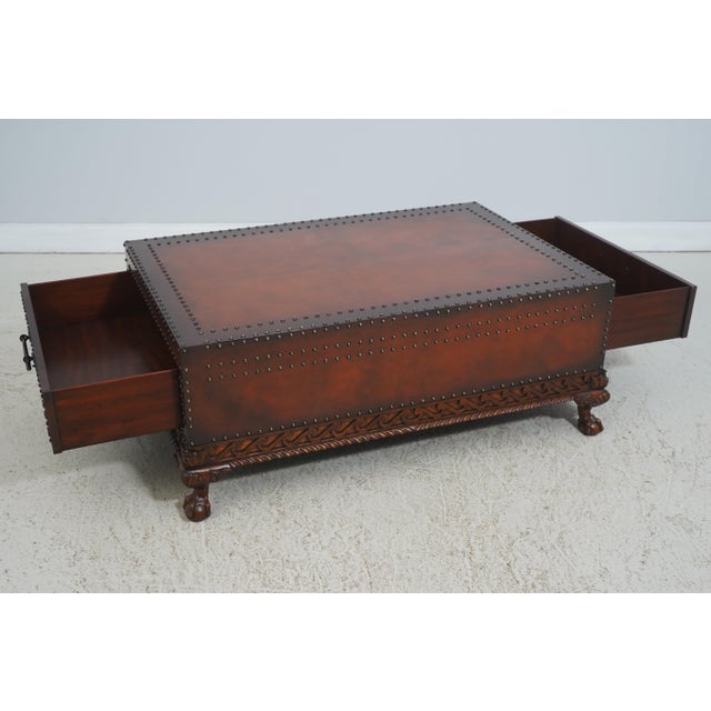 Chippendale Ralph Lauren Leather Studded Claw Foot Coffee Table For Sale - Image 3 of 17