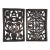 Pair of Hand-Carved Dark Wood Floral Wall Panels, 18” Decorative Wall Art For Sale