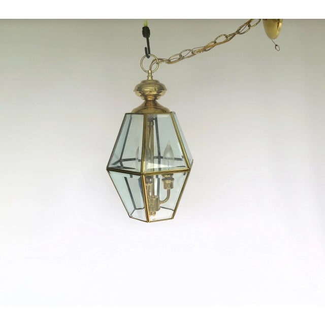 1970s 1970s Entry Way 3 Light Brass Pendant For Sale - Image 5 of 5