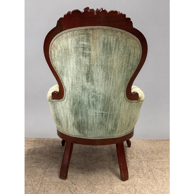 Mid 20th Century His and Hers Victorian Carved Floral Parlor Chairs - Set of 2 For Sale - Image 12 of 14