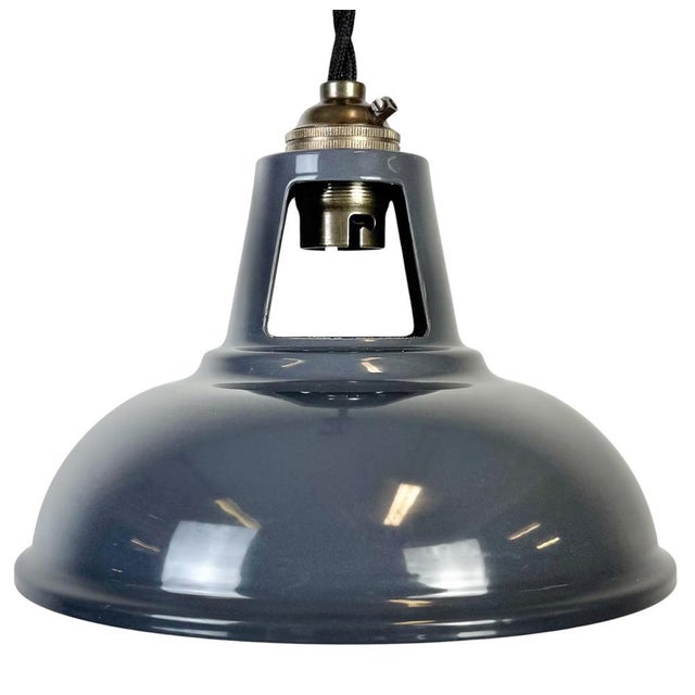Vintage Industrial Grey Painted Ceiling Lamp For Sale - Image 16 of 16