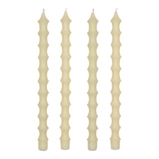 Bamboo Taper Candles - in Alabaster White Set of 4 For Sale