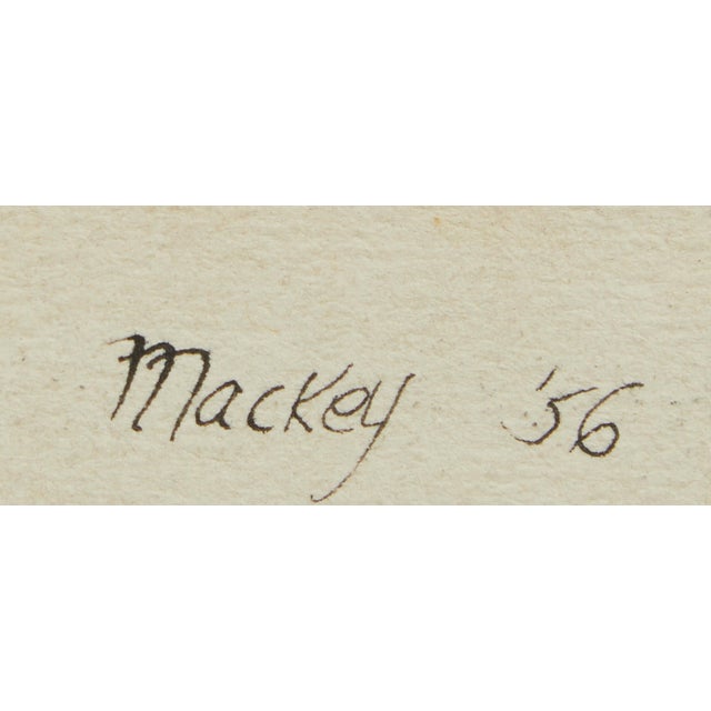 Paper MCM Abstract Ink on Paper Artist Mackey 1956 For Sale - Image 7 of 7