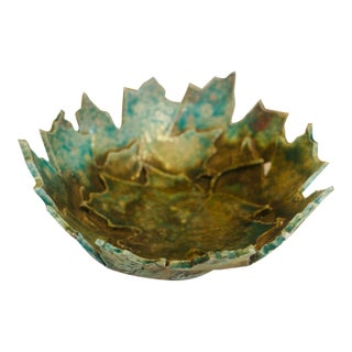 Studio Pottery Leaf Design Bowl For Sale
