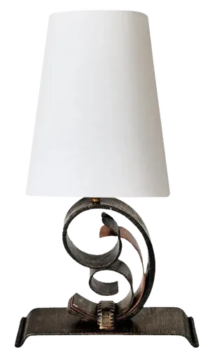 Art Deco French Table Lamp in Hammered Iron in the style of Edgar Brandt, 1920s