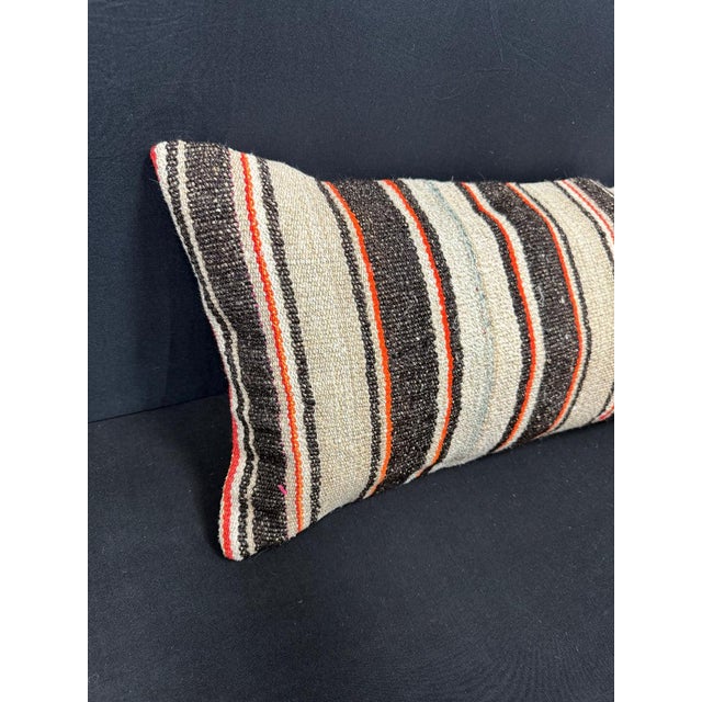 Turkish Hemp Pillow Cushion Natural Beige Black Cushion Cover 14x40 #30442 Enhance your home decor with our Kilim Pillow...