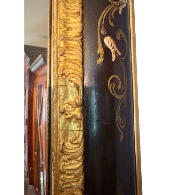 Vintage Black Chinoiserie Giltwood and Ebonized Mirror For Sale - Image 11 of 13