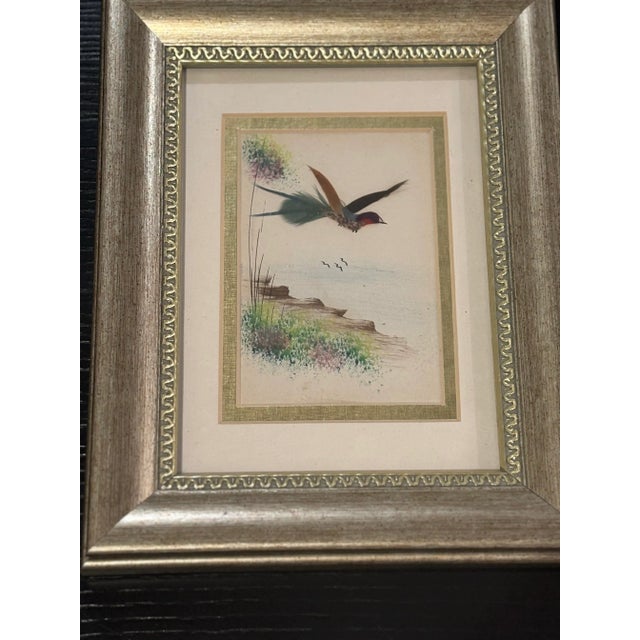 Late 20th Century Framed Chinoiserie Style Bird Painting- A Pair For Sale - Image 9 of 11