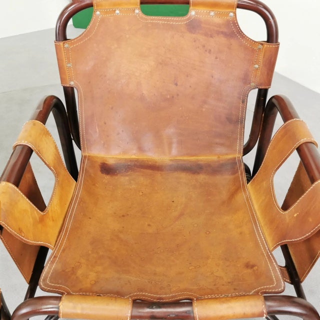 Set of Bamboo and Natural Leather Chairs by Tito Agnoli, 1970s For Sale - Image 12 of 18