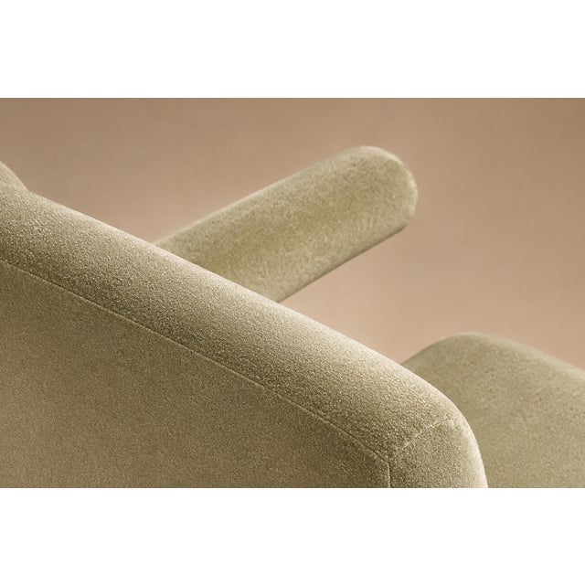Greige Brazilian Modern Armchair in Sage-Greige Mohair and Hardwood, Brazil, 1950s For Sale - Image 8 of 14