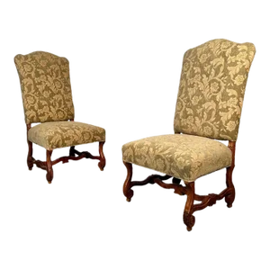 Pair of Jacobean Throne Chairs, King and Queen, Fine Fabric