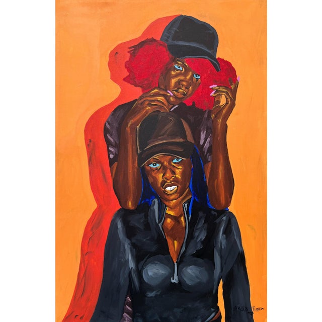 This work explores the profound obligation that binds us as a community. The composition features two figures in an...