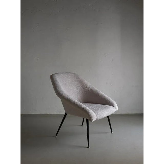 Black Gray Boucle Shell Armchair, Germany, 1960s For Sale - Image 8 of 9