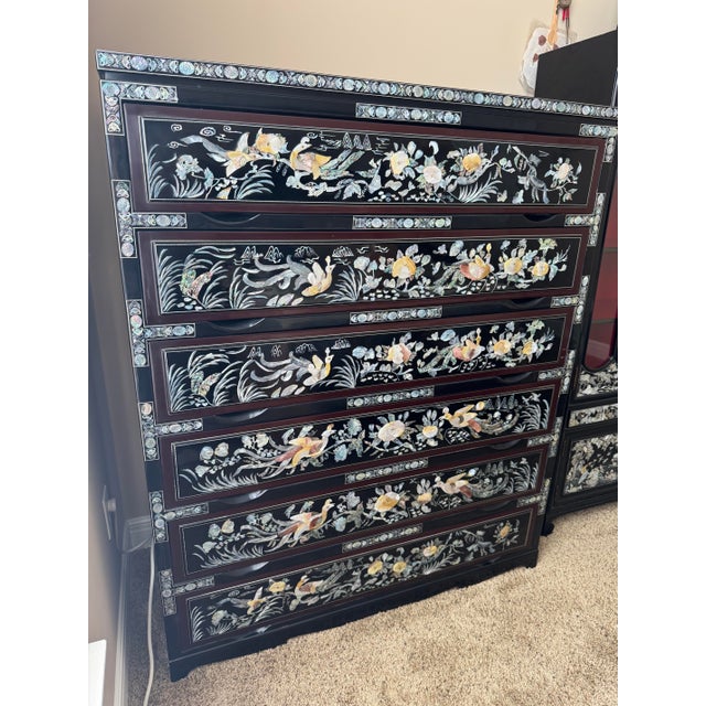 1960's Mother of Pearl Highboy Chest Dresser For Sale - Image 12 of 12