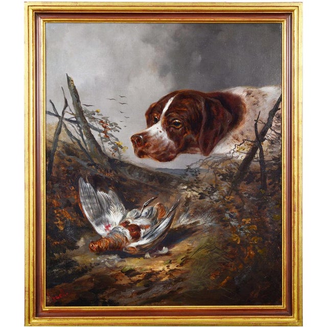 German Artist, Hunting Scene, Late 19th Century, Oil Painting on Canvas, Framed For Sale - Image 5 of 5