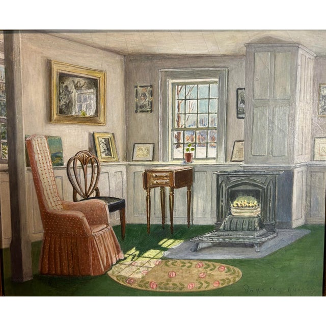 Realism Antique Original Painting of Interior in Gold Frame For Sale - Image 3 of 7