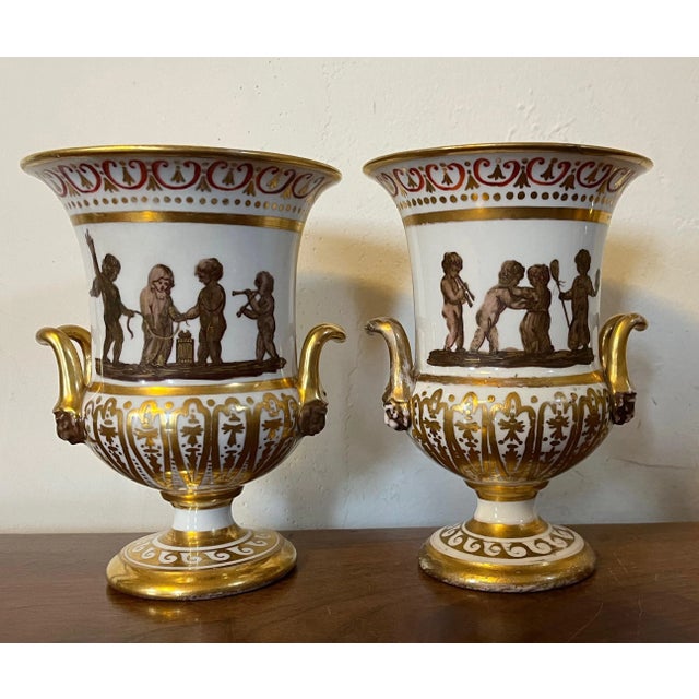Early 19th Century 1810s George III Coalport Porcelain Neoclassical Mantel Vases Urns - Set of 4 For Sale - Image 5 of 13