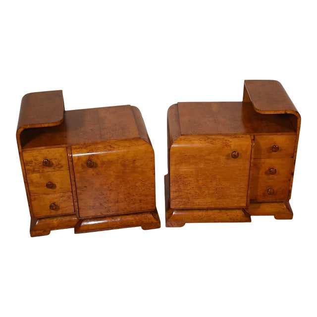 1920s Antique Art Deco Birdseye Maple Nightstands a Pair Chairish