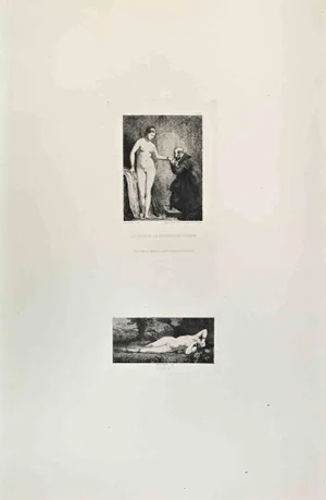 Raymond-Louis Lefebvre, Nymphe et le Titien et la Duchesse de Ferrare, Etching, 1870s