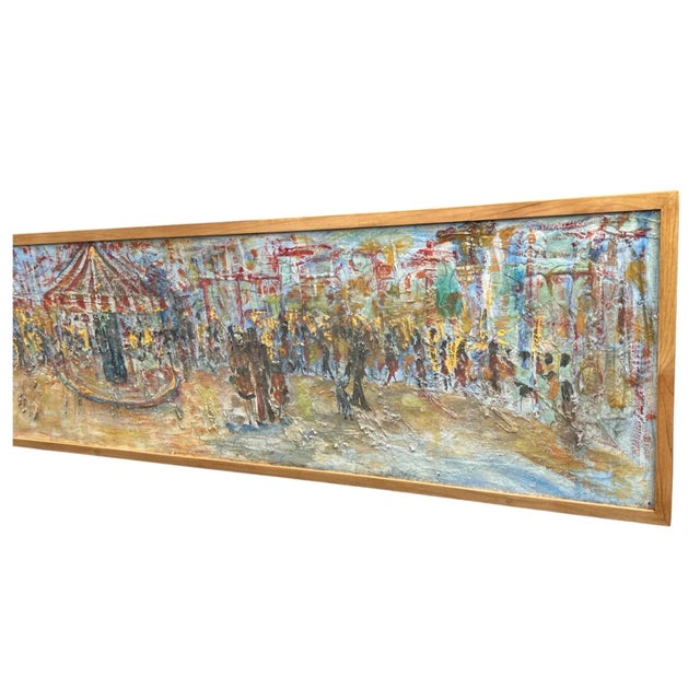 Yellow Signed Coleman Abstract Expressionist Urban Festival Painting For Sale - Image 8 of 12
