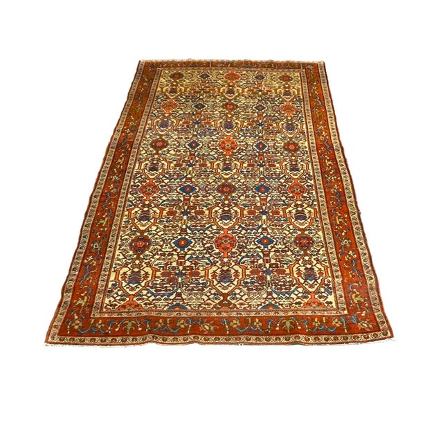 Antique Persian Farahan 4X6 Rust, Blue & Ivory Handmade Area Rug #9902006 For Sale - Image 4 of 7