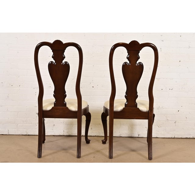 Ethan Allen Queen Anne Solid Mahogany Side Chairs or Dining Chairs, Pair For Sale - Image 9 of 12