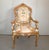 Antique Venetian armchair, lacquered and gilded, circa 15th century Antique lacquered and gilded throne chair, finely...