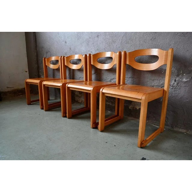 Vintage Scandinavian Chairs in Stackable Wood, Set of 8 For Sale - Image 4 of 13