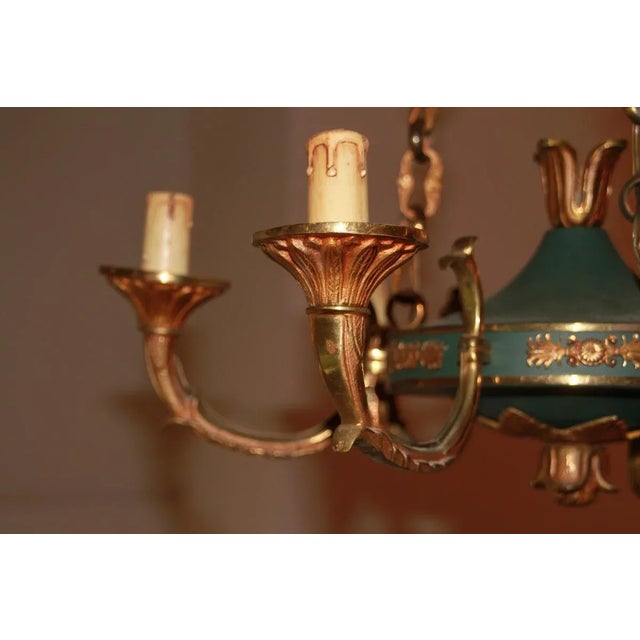 Vintage Empire Style Bronze Chandelier For Sale - Image 5 of 9