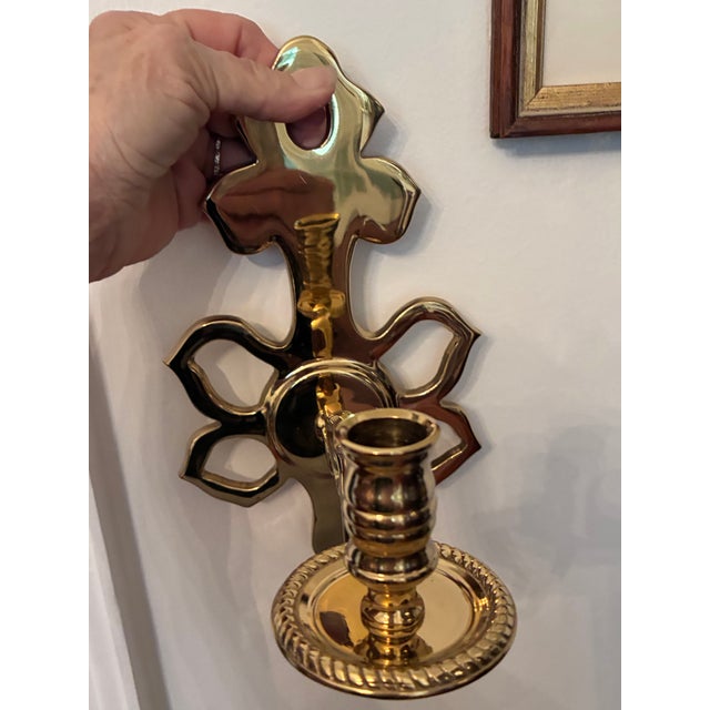 Vintage Pair (Set B) of Williamsburg, for (Colonial Williamsburg) polished brass candle wall sconces by Virginia...