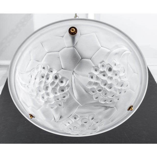 1930s 1930s Pair of Art Deco Bowl Chandeliers With Floral Motifs For Sale - Image 5 of 10