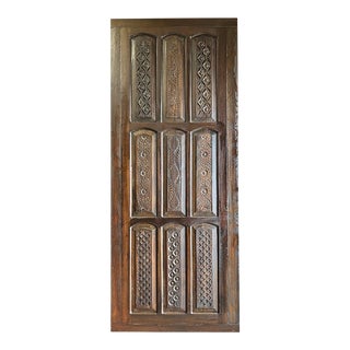 Vintage Dark Wood Hand Carved Sliding Barn Doors, Reclaimed Carved Wood For Sale