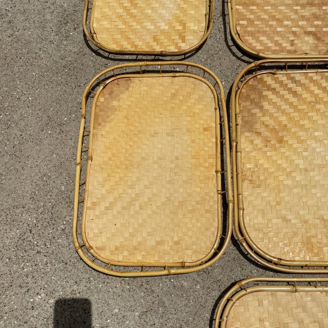1980s 1980s Woven Bamboo Gallery Trays - Set of 7 For Sale - Image 5 of 8