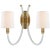 Clarice Double Sconce in Crystal and Antique-Burnished Brass with Linen Shades Designer: Julie Neill Height: 16"...