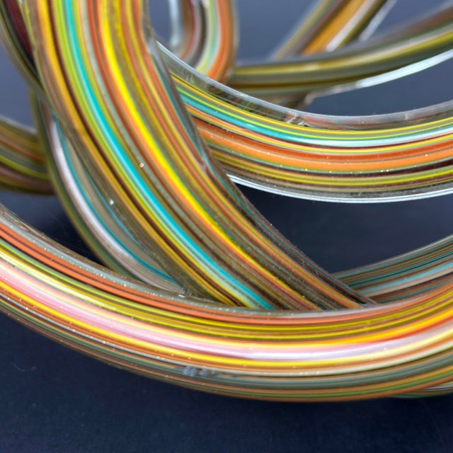 Large Zanetti Style Murano Glass Multi-Color Striped Twisted and Knotted Rope Sculpture For Sale In Philadelphia - Image 6 of 13