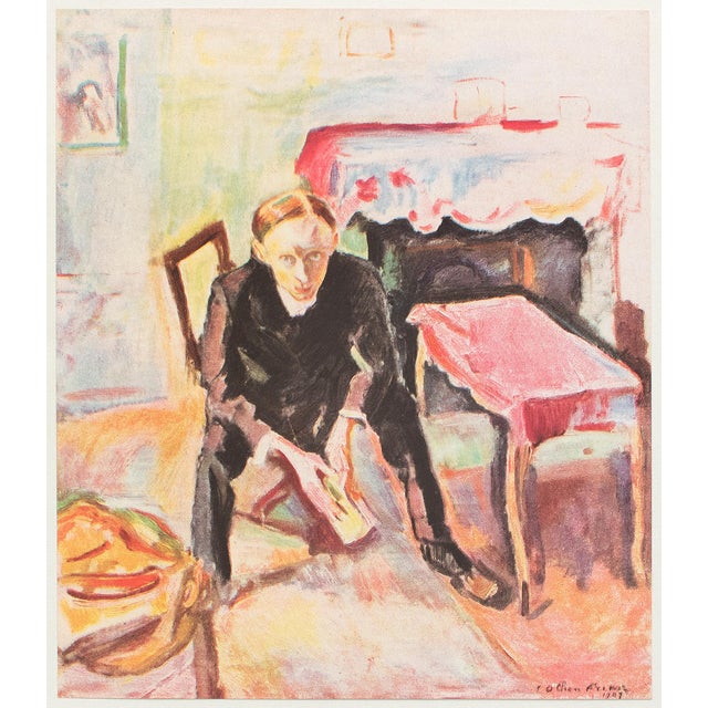 A stunning offset lithograph, print, of Portrait of Fernand Fleuret by French artist Othon Friesz. Signed in the print...