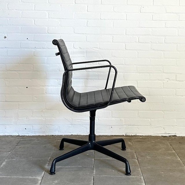 Vitra EA 108 in Black Leather by Charles & Ray Eames, Set of 6 For Sale - Image 15 of 18