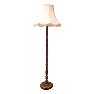Turned Oak Floor Lamp, 1930s For Sale